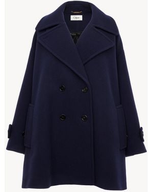 Chloé Abrigo Oversized En Mezcla De Lana - Azul