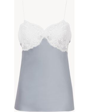 Chloé Camisola De Encaje Y Satén Azul 75% Acetato, 20% Seda, 5% Poliamida