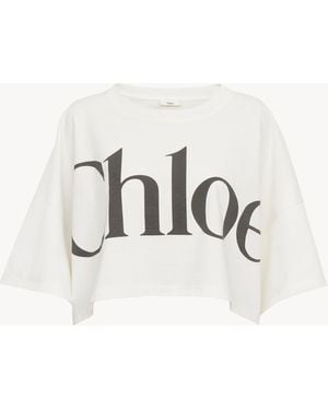 Chloé Cropped Boxy Logo T-Shirt - White