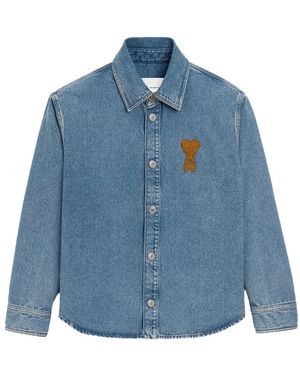 Ami Paris Knitted Adc Denim Shirt - Blue
