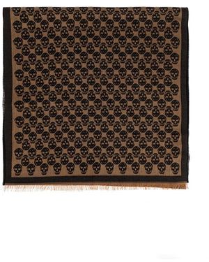 McQueen Skull Monogram Scarf - Brown