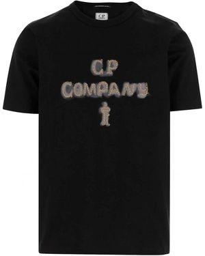 C.P. Company 30/2 Embroidered Logo T Shirt - Black