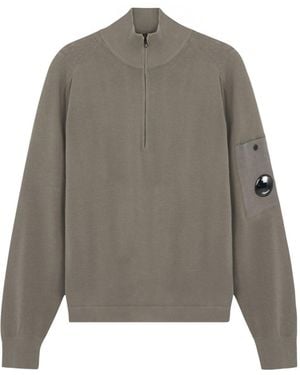 C.P. Company Cotton Crepe Zip Jumper - Grey