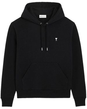 Ami Paris Loopback Jersey Adc Hoodie - Black