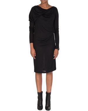 Maison Margiela Wool Silk Mix Ribbed Black Dress