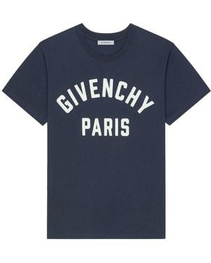 Givenchy Regular Fit Paris T Shirt - Blue