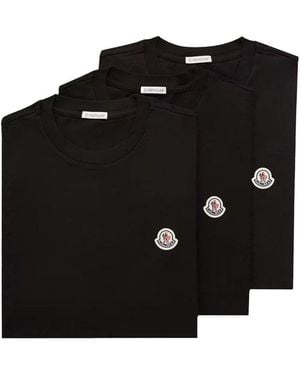 Moncler 3 Pack Cotton T Shirts - Black