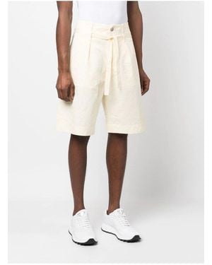 Stone Island Shadow Project Badge Mid Length Shorts - White