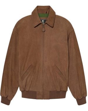 Timberland Leather Bomber Jacket - Brown