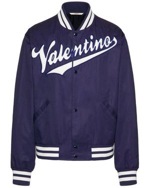 Valentino Branded Bomber Jacket - Blue