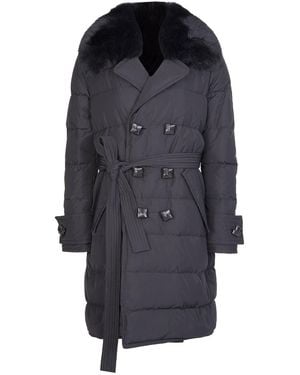 DSquared² Dsquared Fur Collar Trench Coat - Black