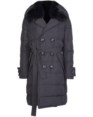 DSquared² Dsquared Fur Collar Trench Coat - Black