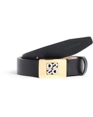 DSquared² D2 Upside Down Plaque Belt - White