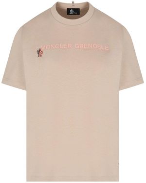 Moncler Branded Cotton T Shirt - Natural