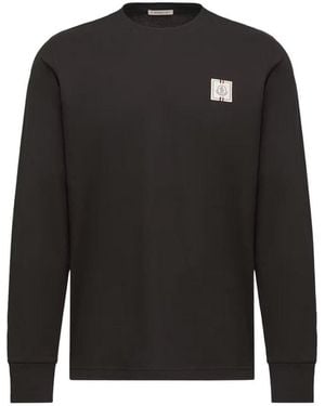 Moncler Patch Logo Ls Cotton T Shirt - Black