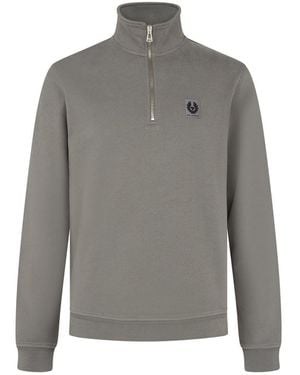Belstaff Patch Logo 1/4 Zip Sweatshirt - Grey