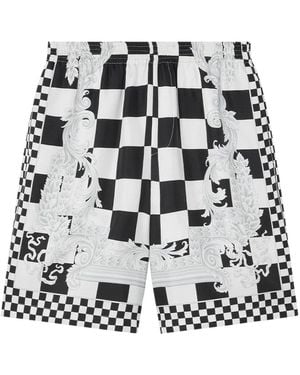 Versace Medusa Check Silk Twill Shorts - Black