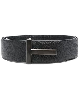 Tom Ford Reversible Leather T Belt 40mm - Black