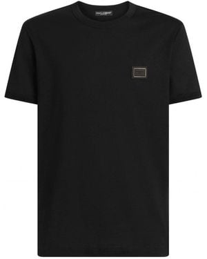 Dolce & Gabbana Plaque Cotton T Shirt - Black