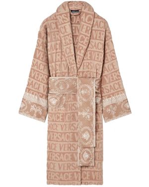 Versace Cotton Terry Baroque Bathrobe - Natural