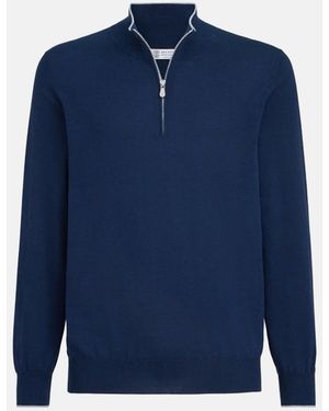 Brunello Cucinelli 1/4 Zip Jumper - Blue