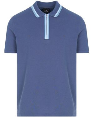 Paul Smith Ps Regular Fit Zip Polo - Blue
