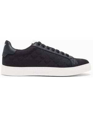 Emporio Armani All Over Eagle Trainers - Black