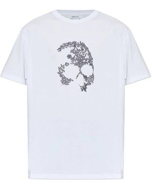 McQueen Lace Skull Print T Shirt - White