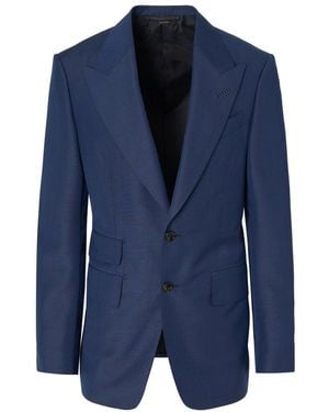 Tom Ford Shelton Mohair Silk Jacket - Blue