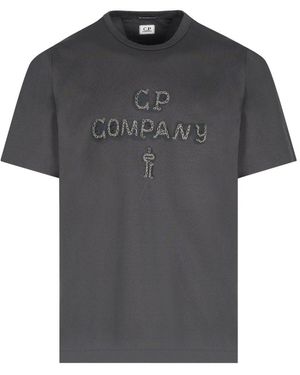 C.P. Company 30/2 Embroidered Logo T Shirt - Black