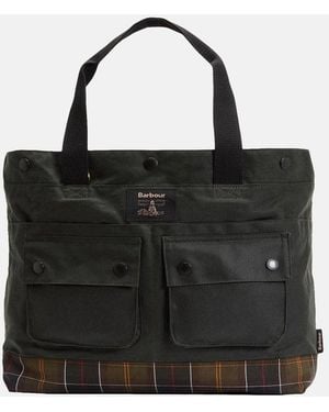 Barbour Field Wax Tote Bag - Black