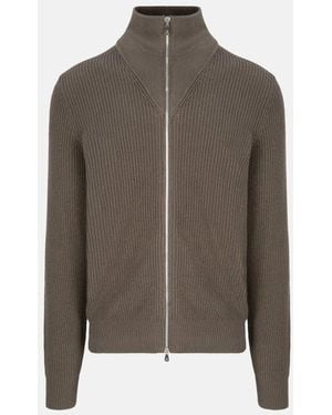 Brunello Cucinelli T Neck Zip Cardigan - Brown