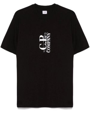 C.P. Company 30/1 Vertical Logo T Shirt - Black