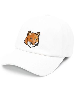 MAISON KITSUNE PARIS Fox Head 6 Panel Cap - White