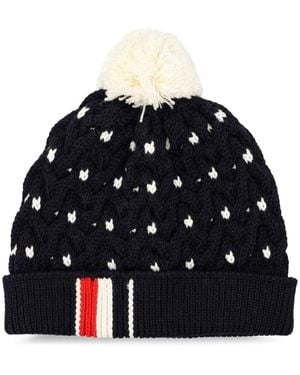 Thom Browne Intarsia Stripe Cable Knit Hat - Black