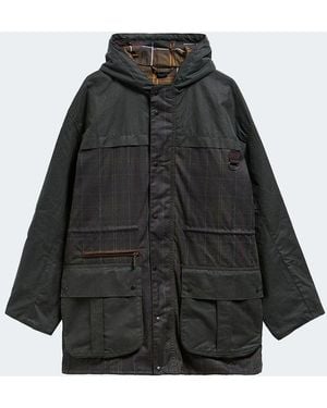 Barbour Cons Tartan Durham Waxjacket - Black