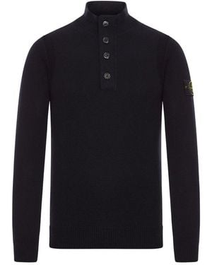 Stone Island Quarter Button Jumper - Blue
