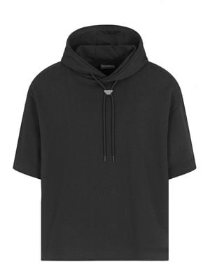 Emporio Armani Boxy Fit Ss Hoodie - Black