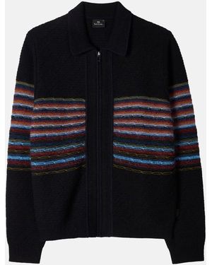 Paul Smith Ps Stripes Zip Cardigan - Black