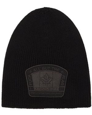 DSquared² Flag Beanie Hat - Black