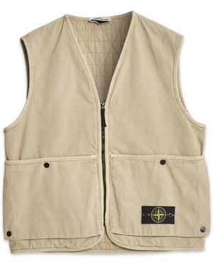 Stone Island S0184 Zip Gilet - Natural