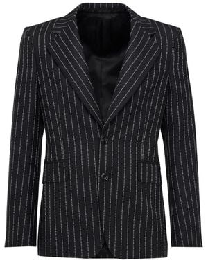 McQueen Pinstripe Single-Breasted Jacket - Black