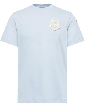 Moncler Branded Cotton T Shirt - Blue