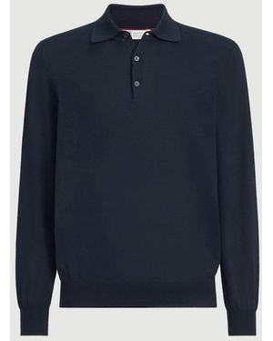 Brunello Cucinelli Knitted Polo - Blue