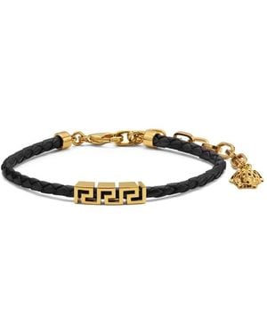 Versace Medusa Leather + Metal Bracelet - Metallic