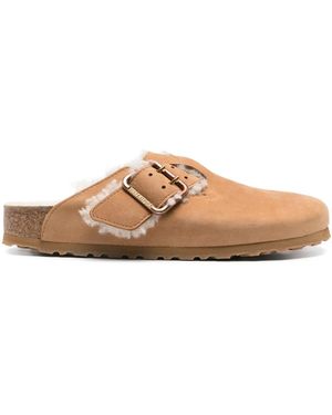 Birkenstock Boston Bold Shearling Natural Clogs - Brown