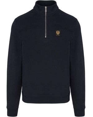 Belstaff Patch Logo 1/4 Zip Sweatshirt - Blue