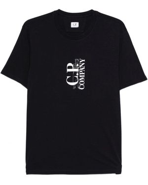 C.P. Company 30/1 Vertical Logo T Shirt - Black