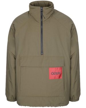 HUGO Logo Printed Funnel Neck Jacket - Green