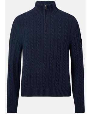 Belstaff Westport Quarter Zip Jumper - Blue